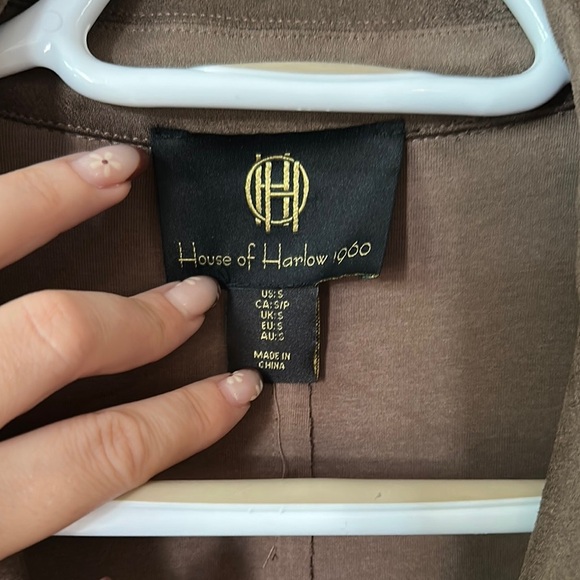 HOUSE OF HARLOW 1960 | Faux Leather Suede Two Breast Button Trench Coat - Picture 2 of 10